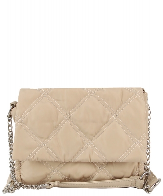 Quilted Nylon Crossbody Bag LHU481 BEIGE